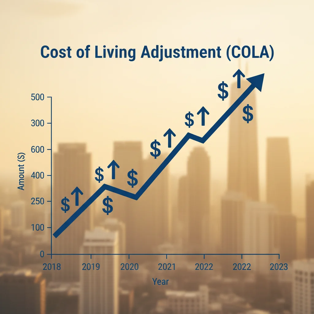 Uptrending graph showing Cost of Living Adjustment (COLA) for Social Security benefits.