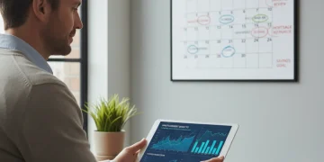 Person reviewing 2026 federal unemployment benefits information on a tablet.
