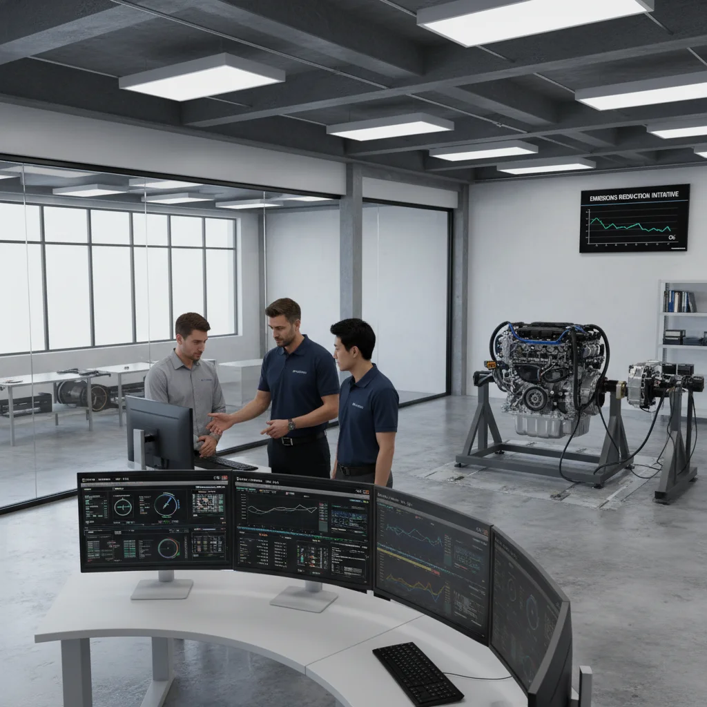 Automotive engineers developing new emissions-compliant technologies