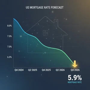 Mastering Mortgage Rates: Your Guide to Below 6.8% in Q4 2026 Graph illustrating a projected decline in mortgage rates towards Q4 2026, with a target below 6.8%.