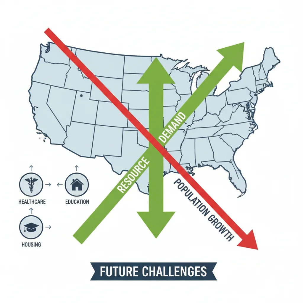 Infographic showing declining US population growth and increasing resource demand.