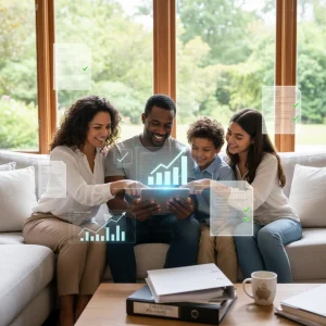 Decoding the 2026 Child Tax Credit: What Changes Mean for Your Family's Annual Refund of up to $3,600 per Child Family reviewing financial documents on a tablet, symbolizing future tax planning and child tax credit benefits.